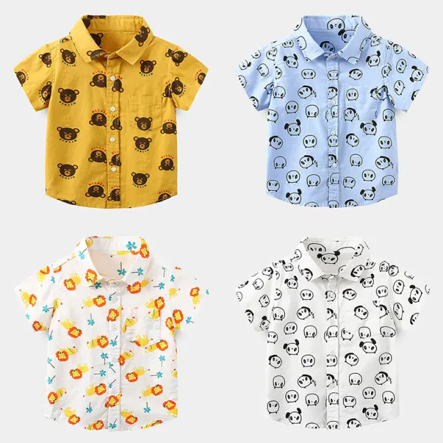 Wholesale Boys' Summer Cotton Full Print Cartoon Short Sleeve Shirts From China Supplier