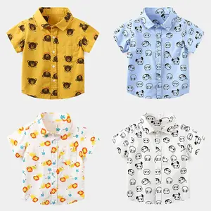 قمصان بأكمام قصيرة مطبوعة بالكامل من القطن للصيف للأولاد بسعر الجملة من المورد الصيني