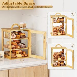 กล่องขนมปังไม้หยุนชู 12.6x12.6x16.5 นิ้ว กล่องเก็บขนมปังและขนมอบแบบใส - Product Image 4