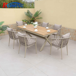 छत की कुर्सी आउटडोर रेस्तरां आंगन सेट फर्नीचर बुना हुआ रस्सी डाइनिंग चेयर और टेबल बालकनी गार्डन कैफे चेयर स्टेकयोग्य - Product Image 4