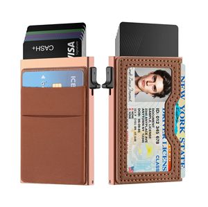 Nouveaux hommes court RFID antivol <span class=keywords><strong>portefeuille</strong></span> métal aluminium porte-carte avec fermeture ouverte glisser carte de crédit sac à main étui - Product Image 6