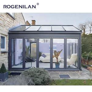 Pergola Extérieure Moderne Sur Mesure, Toit Plat Coupe-Vent, Vérandas en Verre, Cadre en Aluminium, <span class=keywords><strong>Solarium</strong></span> Préfabriqué Autoportant - Product Image 5