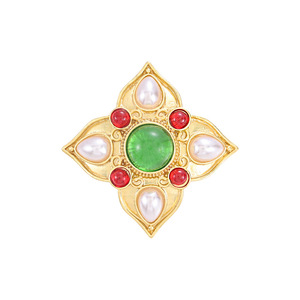 Broche florale en alliage plaqué or vintage Weiman, perle agate haut de gamme, vêtements à la mode <span class=keywords><strong>Fixin</strong></span> - Product Image 5