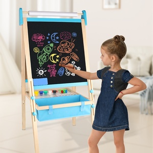 Chevalet double face multifonctionnel en bois pour enfants, avec accessoires variés, tableau de <span class=keywords><strong>dessin</strong></span> artistique réglable en hauteur pour les enfants en croissance - Product Image 4
