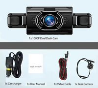 360 °   Caméra de tableau de bord WIF Full View pour voiture, écran 3 pouces 1080P, grand angle, enregistrement 4 canaux, vision nocturne, enregistrement en boucle