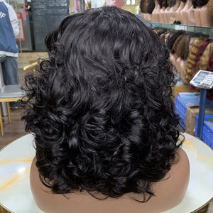 Perruque en cheveux humains SDD 4x4 lace, boucles rebondissantes de 12 pouces, couleur naturelle, produit personnalisable - Product Image 1