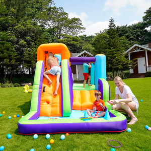 Castello di salto per <span class=keywords><strong>bambini</strong></span> all'aperto scivolo gonfiabile con piscina a sfera commerciale gonfiabile per <span class=keywords><strong>feste</strong></span> con soffiatore - Product Image 4