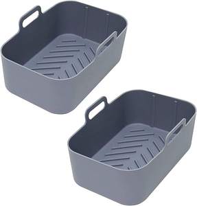 Nuevas llegadas: Paquete de 2 moldes rectangulares de silicona duraderos y reutilizables para hornear, revestimientos de silicona de grado alimenticio para freidoras de aire. - Product Image 1