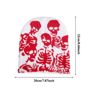 Biểu Tượng Tùy Chỉnh Beanie Hat Halloween Skull Phong Cách Bold Patterned Outdoorwear Máy Thân Thiện Với Miễn Phí Dệt Kim Y2K Beanies Mũ Mùa Đông - Product Image 3