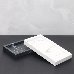 Scandinavian đơn giản hình chữ nhật lưu trữ khay nhân tạo sỏi mờ mờ khay trang trí hiệu ứng đá cẩm thạch khay nhựa - Product Image 1