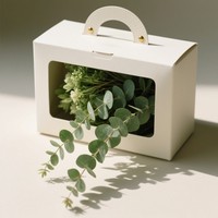 Boîte en papier à fleurs en gros avec décoration de fête Hallow Boîte en papier pour bouquet de fleurs Boîte en papier avec poignée