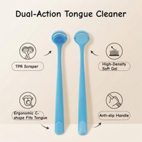 Nettoyant de langue en plastique personnalisé avec logo, double face, tête en gel TPR souple, rose ou bleu, pour l'hygiène dentaire, vente en gros