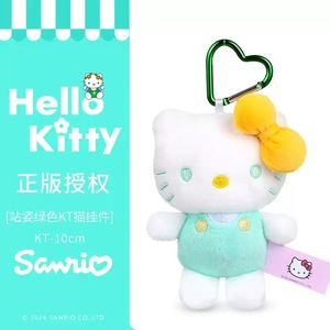 Hello Kitty Plush Keychain Blue Overalls Red Bow Heart Carabiner Charm <b>Toy</b> For Backpacks Kids Gift - Product Image 4