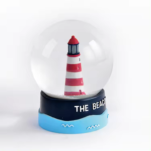 100Mm Nhựa Màu Xanh Tùy Chỉnh Thủy Tinh Tuyết Globe Thuyền <span class=keywords><strong>Snowglobe</strong></span> Với Nàng Tiên Cá Biển Ngọn Hải Đăng Tuyết Pha Lê Bóng Cho Món Quà Giáng Sinh - Product Image 6