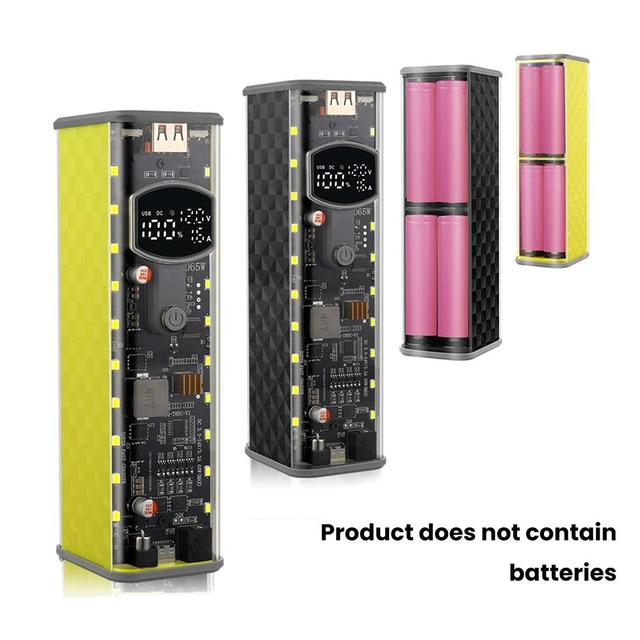 PD65W 45W Super Fast Charging DIY Power Bank Case Weld-Free 8-Cell 18650 Battery Storage Box Daul USB Type C Output