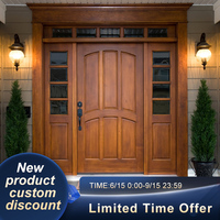 Portes d'entrée extérieures modernes en verre et bois, porte double principale en bois de sécurité, porte simple française en bois