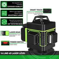 Niveau laser vert 4D à 16 lignes, bricolage, support de batterie au lithium, auto-nivellement horizontal et vertical, lignes croisées