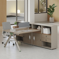 Set Scrivania e Sedia da Ufficio Moderno Minimalista con Scatola Rimovibile per Gestione Cavi in PVC, Postazioni di Lavoro Stile Cubicolo di Grado Finanziario