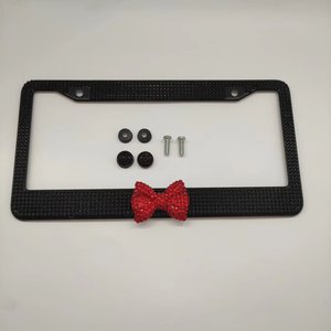 Marco para Placa de Matrícula Estándar Estadounidense, Marco para Placa de Matrícula de Acrílico con Cristales y Adorno de Lazo, Marcos para Placa de Matrícula Personalizados - Product Image 5