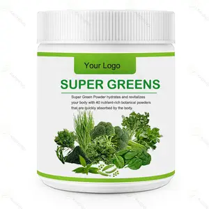 Label pribadi bubuk organik hijau Super makanan campuran nutrisi superhijau bubuk Super hijau