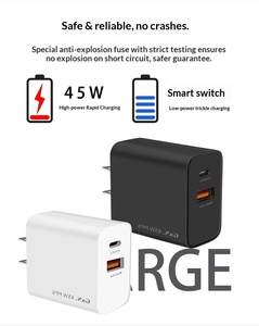 Adaptateur de voyage incassable USB-C PD45W pour Royaume-Uni, <span class=keywords><strong>prix</strong></span> de gros, plusieurs chargeurs muraux portables pour téléphone <span class=keywords><strong>portable</strong></span> - Product Image 4