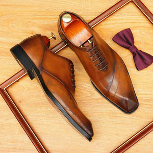 Zapatos Oxford de Cuero Genuino para Hombre, Estilo Formal de Negocios, Otoño 2025, Último Modelo, Punta Cuadrada Inglesa, Tallados a Mano, con Cordones, Transpirables y Antideslizantes - Product Image 2