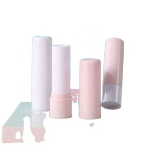 In Stock 4.5g Pink White Lip Balm <b>Tube</b> <b>Plastic</b> Lipstick Container White Smooth Cylinder Lip Gloss Container - Product Image 6