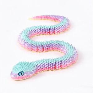 Lámpara Nocturna Viper Impresa en 3D de 11.8 Pulgadas, Adorno Artesanal Creativo con Diseño de Arcoíris, Modelo de Animal para Niños, Manualidad, Regalo de Plástico - Product Image 2