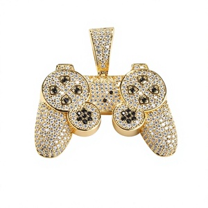 925 Silber Game-Controller Anhänger Moissanit Charm Halskette Iced Out Hip-Hop Schmuck für Partys - Product Image 1