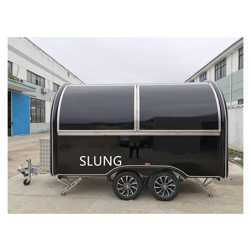 Remolque de caravana móvil con ventanas de doble corte, camión de furgoneta personalizado, fabricantes chinos, panadería de perros calientes, 2021