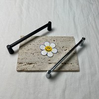 Poignées de tiroir en alliage de zinc massif, noir mat/chrome, quincaillerie moderne pour armoires de cuisine, chambre et salle de bain