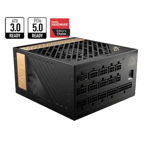 MSI MEG Ai1000P PCIE5游戏电源ATX 3.0支持80 + 白金认证和100% 日本105电容器