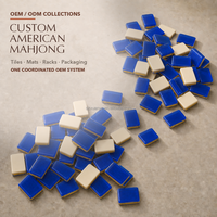 Set Mahjong Amerika Cobalt Gold 160 Buah untuk 4 Pemain dengan Rak, Penggeser, Alas, dan Kotak Termasuk Pilihan Warna dan Kemasan