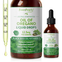 Huile d'origan liquide à usage oral, gouttes d'huile de nigelle, vitamine E - Améliore la digestion, renforce le système immunitaire, santé intestinale, 12,5 mg par