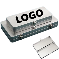 Caja de Almacenamiento de Metal Personalizada con Logotipo, Caja Rectangular Portátil con Tapa Abatible para Billetes, Cosméticos y Artículos de Oficina