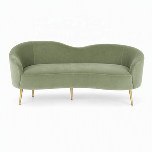 Ensemble complet de mobilier de salon vert sauge, vente en gros directe usine : Fauteuil de barbier, miroir LED, poste de lavage, canapé d'accueil - Product Image 5