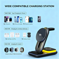 Chargeur sans fil magnétique certifié 4 en 1 avec support réglable et veilleuse pour Samsung Android