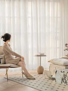 Beige blanc tissé Tulle <span class=keywords><strong>rideau</strong></span> translucide ombrage lin gaze Style moderne fil maison salon perle corde tissu <span class=keywords><strong>rideau</strong></span> - Product Image 4