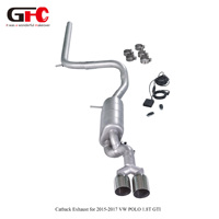 Échappement Catback Direct Usine pour Volkswagen Polo GTI 1.8T 2015, avec Contrôle Électronique de la Soupape Sablée et Doubles Embouts Plats en Acier Inoxydable