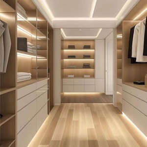 Armoire de luxe en bois de pin avec porte en verre personnalisée pour chambres à coucher, dressing au design moderne avec fonction extensible pour le salon - Product Image 5