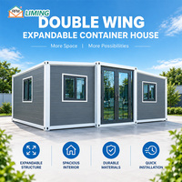 Maison conteneur pliable à double aile de 20 pieds personnalisée, préfabriquée, modulaire, avec isolation thermique pour complexe touristique