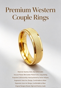Anillos de <span class=keywords><strong>Boda</strong></span> Occidentales Premium <span class=keywords><strong>para</strong></span> Pareja, Joyería de Acero Inoxidable, Chapado al Vacío en Oro de 18k, Marca de Diseñador Original - Product Image 5