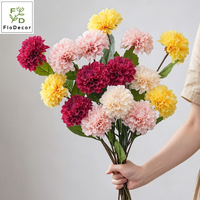 Vente en gros de fleurs artificielles en latex rose et blanc de 55 cm, dahlia à toucher réel, couleur bordeaux, pour la décoration de mariage, de salle de fête et de maison