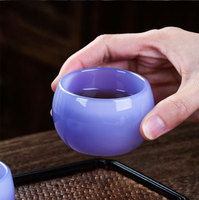 Tasse à thé en verre de jade vert, tasse de dégustation Kung Fu, glaçure colorée, faite à la main en Chine, mini tasse à thé de 50 ml, cadeau