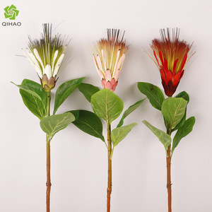 QIHAO Artificial King Protea <b>Single</b> Stem Plastic Silk <b>Flower</b> High Simulation Wedding Home Decor Prop - Product Image 1