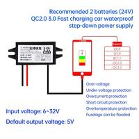 Convertisseur étanche 6-30V vers 5V 9V 12V 24W, module abaisseur de tension DC-DC QC2.0/3.0, adaptateur d'alimentation avec connecteur USB-A femelle/Type C