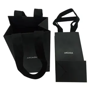 Reliable Supplier Custom Paper Bag Black Gift Bags for wine