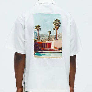 Relaxed Chateau Photoreal Camisa cubana-100% Tejido de algodón Blanco - Product Image 1