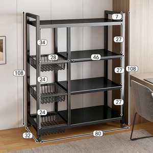 Étagère de rangement <span class=keywords><strong>en</strong></span> fil d'acier sur mesure, étagère multifonctionnelle <span class=keywords><strong>pour</strong></span> la <span class=keywords><strong>cuisine</strong></span>, support de rangement sur pied <span class=keywords><strong>pour</strong></span> la maison, étagères empilables - Product Image 2