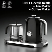 Nouvel Arrivage Ensemble de théière du Moyen-Orient 1,7 L en acier inoxydable, bouilloire électrique sans fil + théière en verre, contrôle de la température, usage domestique
